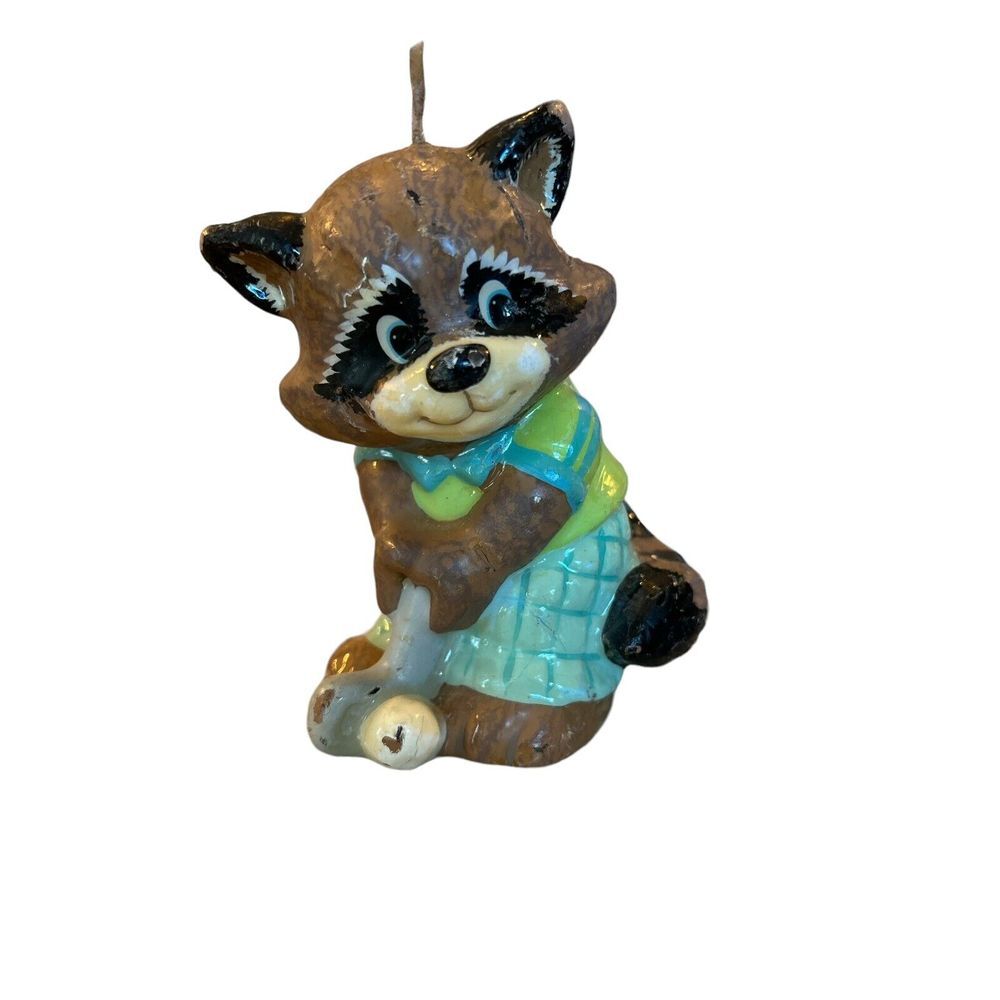 Vintage Wicks n Sticks Candle Forâ Valentine 1985 Raccoon Playing Golf